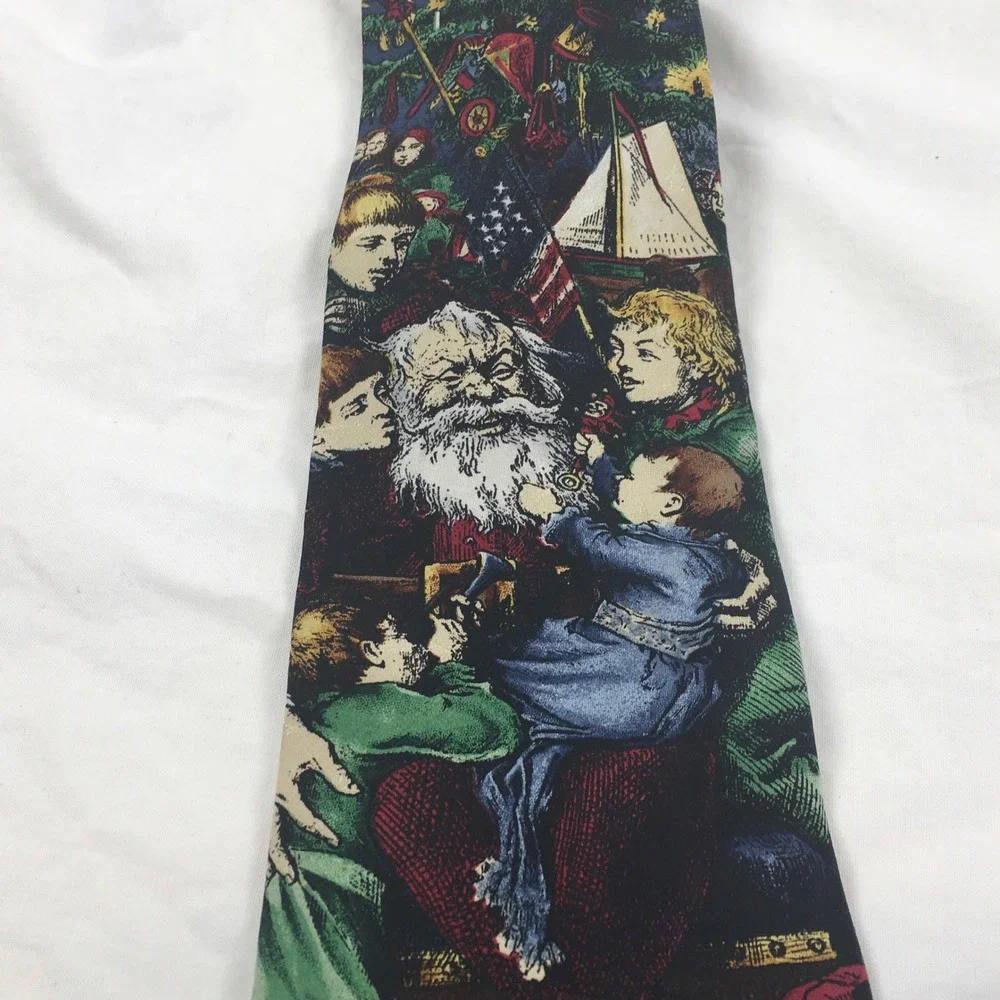 Tango Max Raab Mens Silk Tie Americana Series Santas Fans Christmas Holiday USA